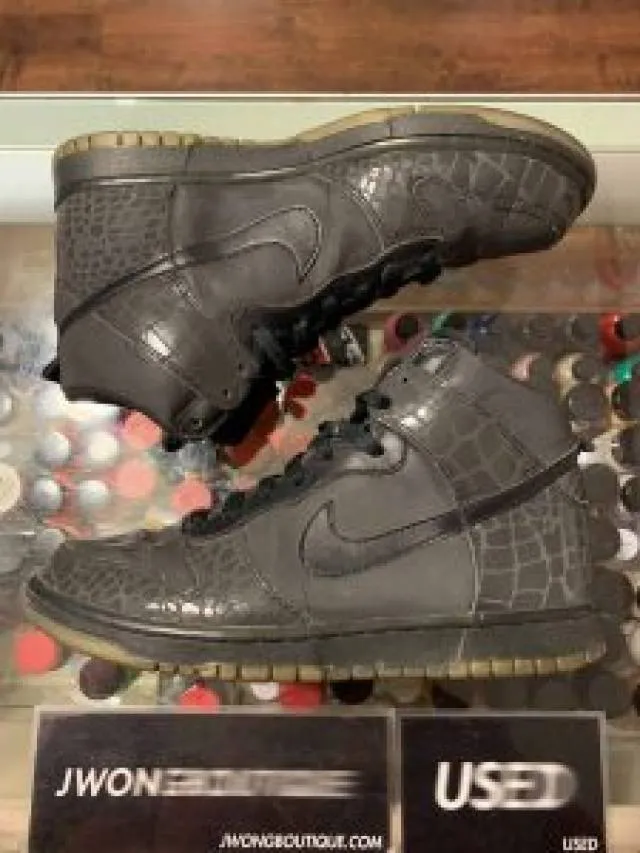 2007 nike dunk high reflective crocodile black