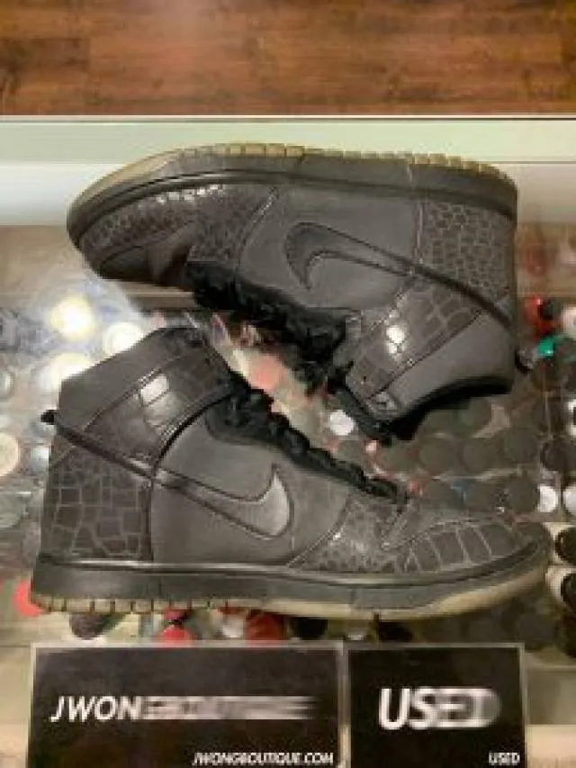 2007 nike dunk high reflective crocodile black