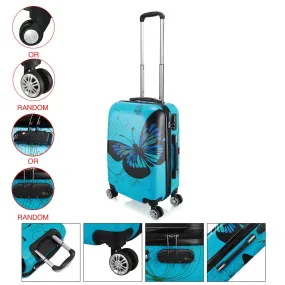 24 Butterfly Trolley Case Travel Luggage Woman Rolling Suitcase 24 Inch Carry On Pu Trolley Case