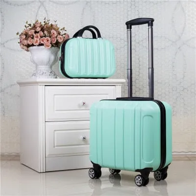 2Pcs Carry On Travel Suitcase Women Laptop Luggage Stripe Pattern Small Luggage 18