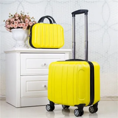 2Pcs Carry On Travel Suitcase Women Laptop Luggage Stripe Pattern Small Luggage 18