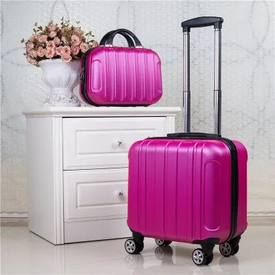 2Pcs Carry On Travel Suitcase Women Laptop Luggage Stripe Pattern Small Luggage 18