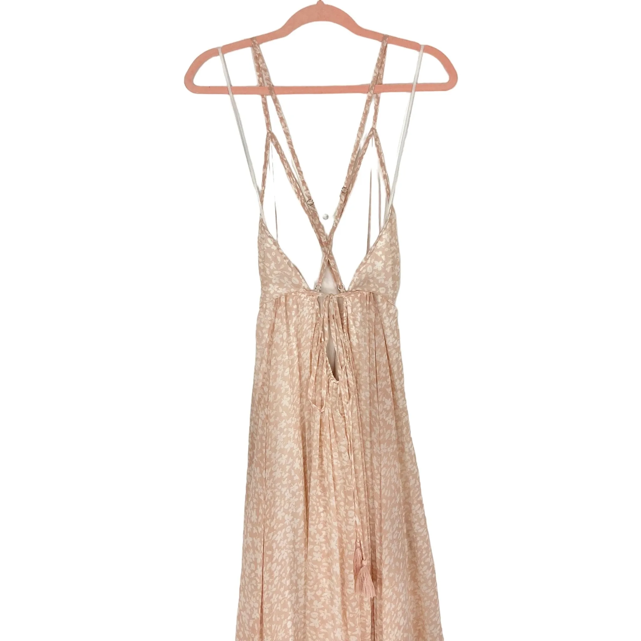 Aakaa Baby Pink Wrap Bottom with Back Tassel Tie Maxi Dress- Size M (see notes)