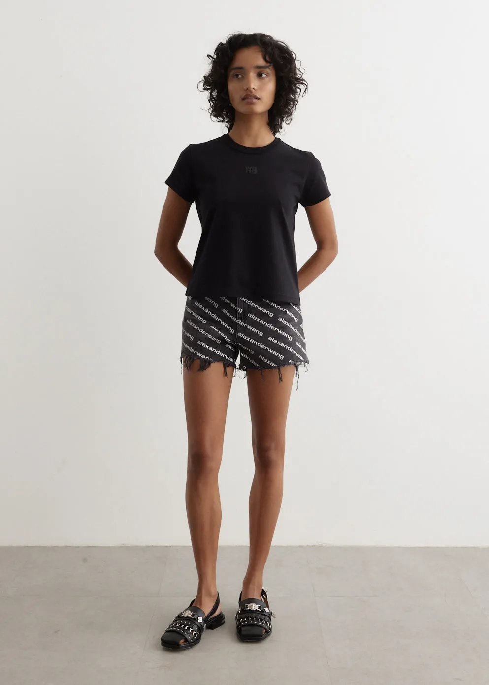 Alexander Wang -  Bite Shorts with Logo Print - Shorts