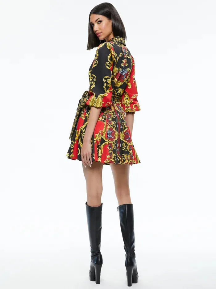 Alice + Olivia    Alisa Wrap Godet Shirt Dress Regal Romance