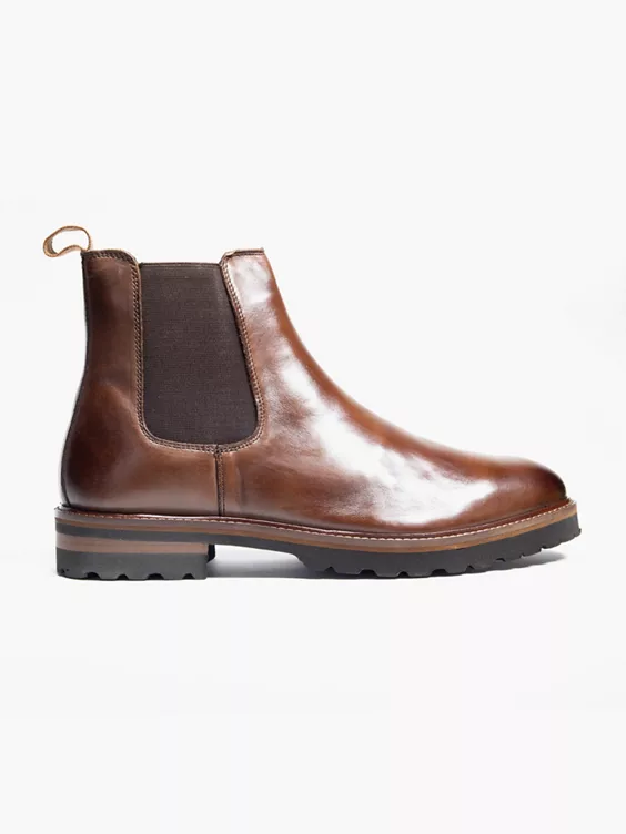 AM SHOE  Mens Brown Leather Chelsea Boot