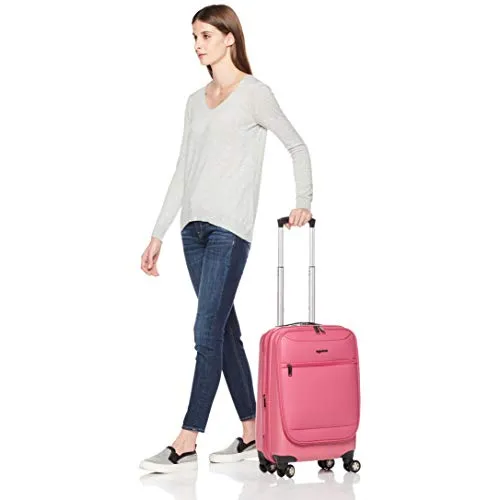 Amazonbasics Hybrid Hard-Softside Expandable Spinner Suitcase, 20-Inch Carry-On, Pink