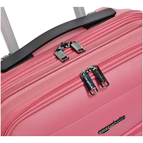 Amazonbasics Hybrid Hard-Softside Expandable Spinner Suitcase, 20-Inch Carry-On, Pink