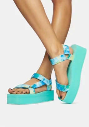 Aqua Tie Dye Gonna Getcha Platform Sandals-