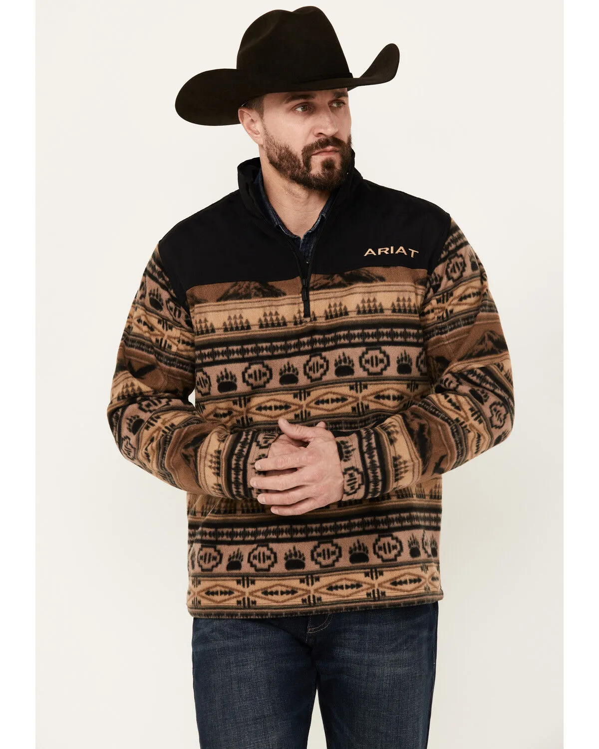 Ariat Men's Basis 2.0 Novelty Color Block 1/4 Zip Pullover