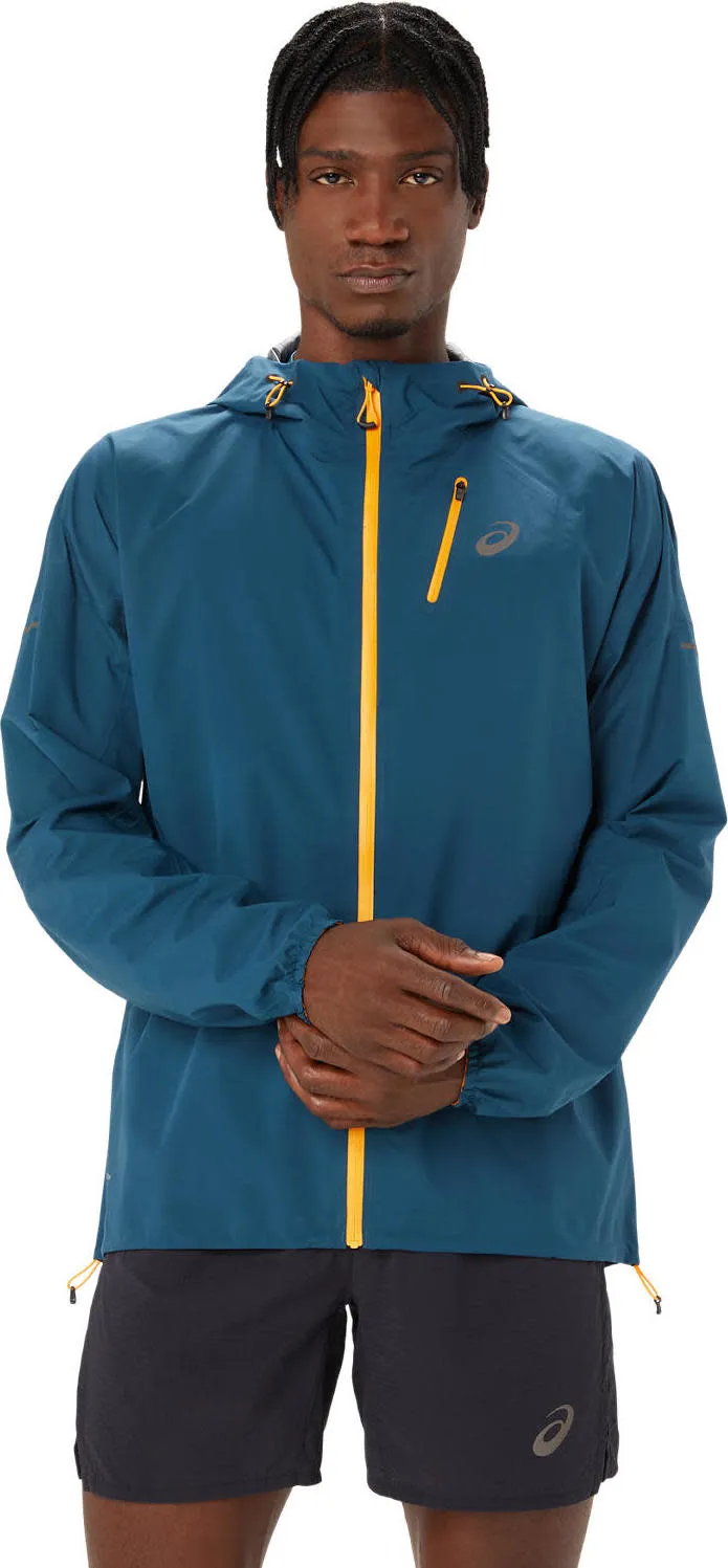 Asics Men's Fujitrail Waterproof Jacket Magnetic Blue | Buy Asics Men's Fujitrail Waterproof Jacket Magnetic Blue here