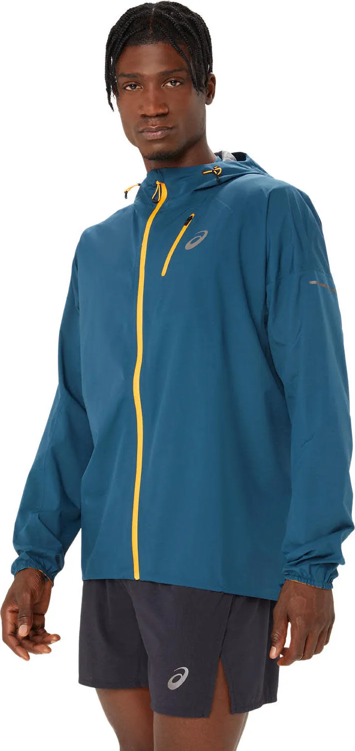 Asics Men's Fujitrail Waterproof Jacket Magnetic Blue | Buy Asics Men's Fujitrail Waterproof Jacket Magnetic Blue here