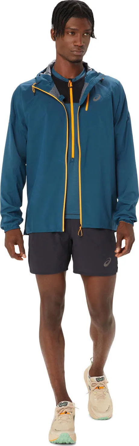 Asics Men's Fujitrail Waterproof Jacket Magnetic Blue | Buy Asics Men's Fujitrail Waterproof Jacket Magnetic Blue here