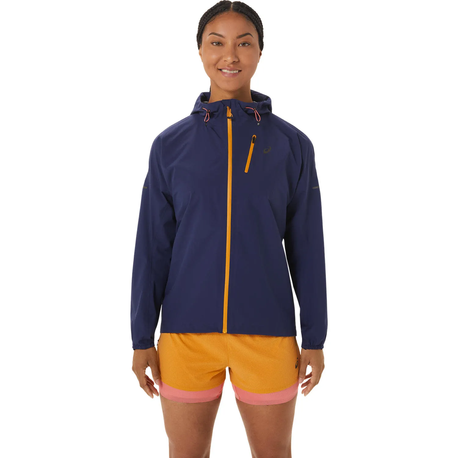 Asics Women's Fujitrail Waterproof Jacket Indigo Blue/Sandstorm | Buy Asics Women's Fujitrail Waterproof Jacket Indigo