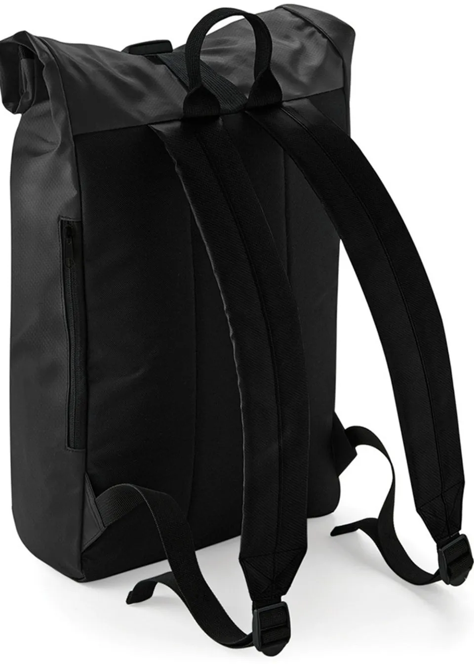 BagBase Black Tarp Waterproof Roll-Top Backpack