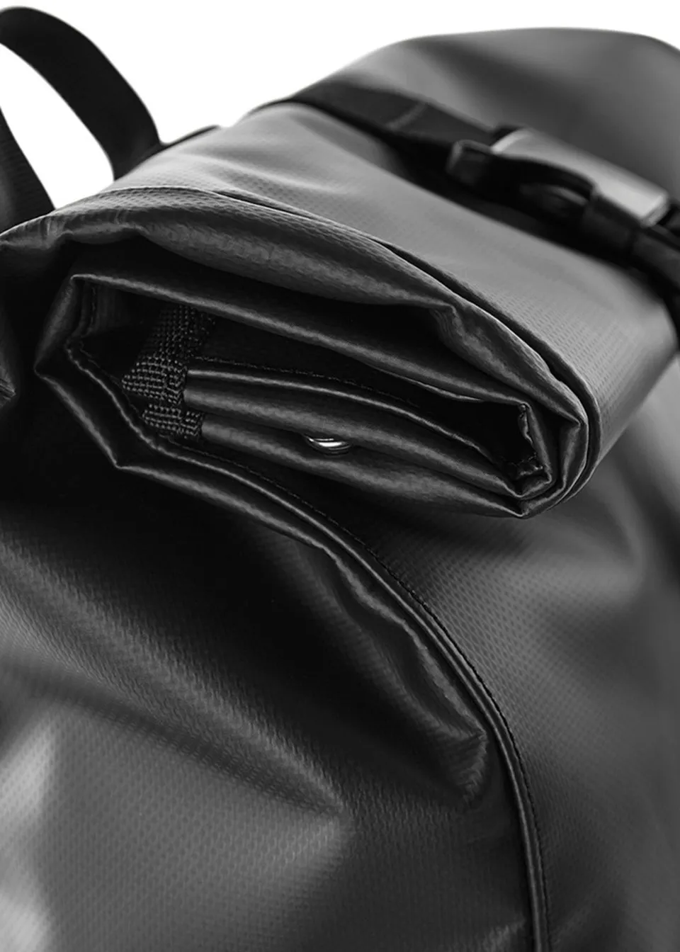 BagBase Black Tarp Waterproof Roll-Top Backpack