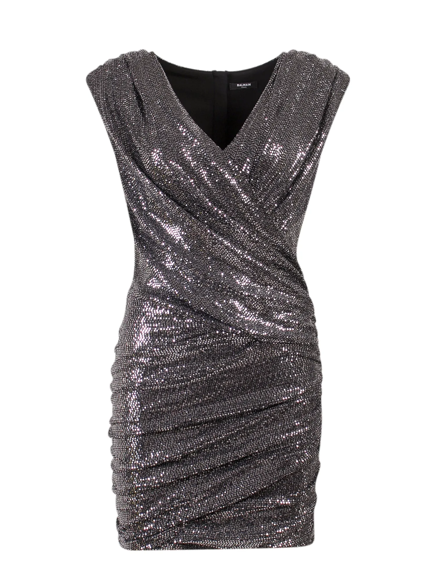 Balmain Ruched Wrap Sleeveless Mini Dress