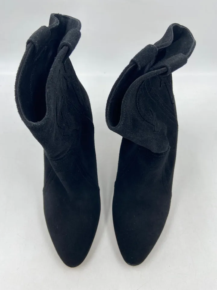 Ba&sh Shoe Size 40 Black Suede Stiletto seam detail Ankle Boot Western Booties