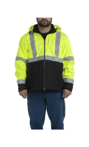 Berne HVJS206 Men's Hi-Vis Class 3 Hooded Softshell Jacket