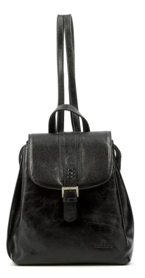 Black leather cowhide backpack 112194