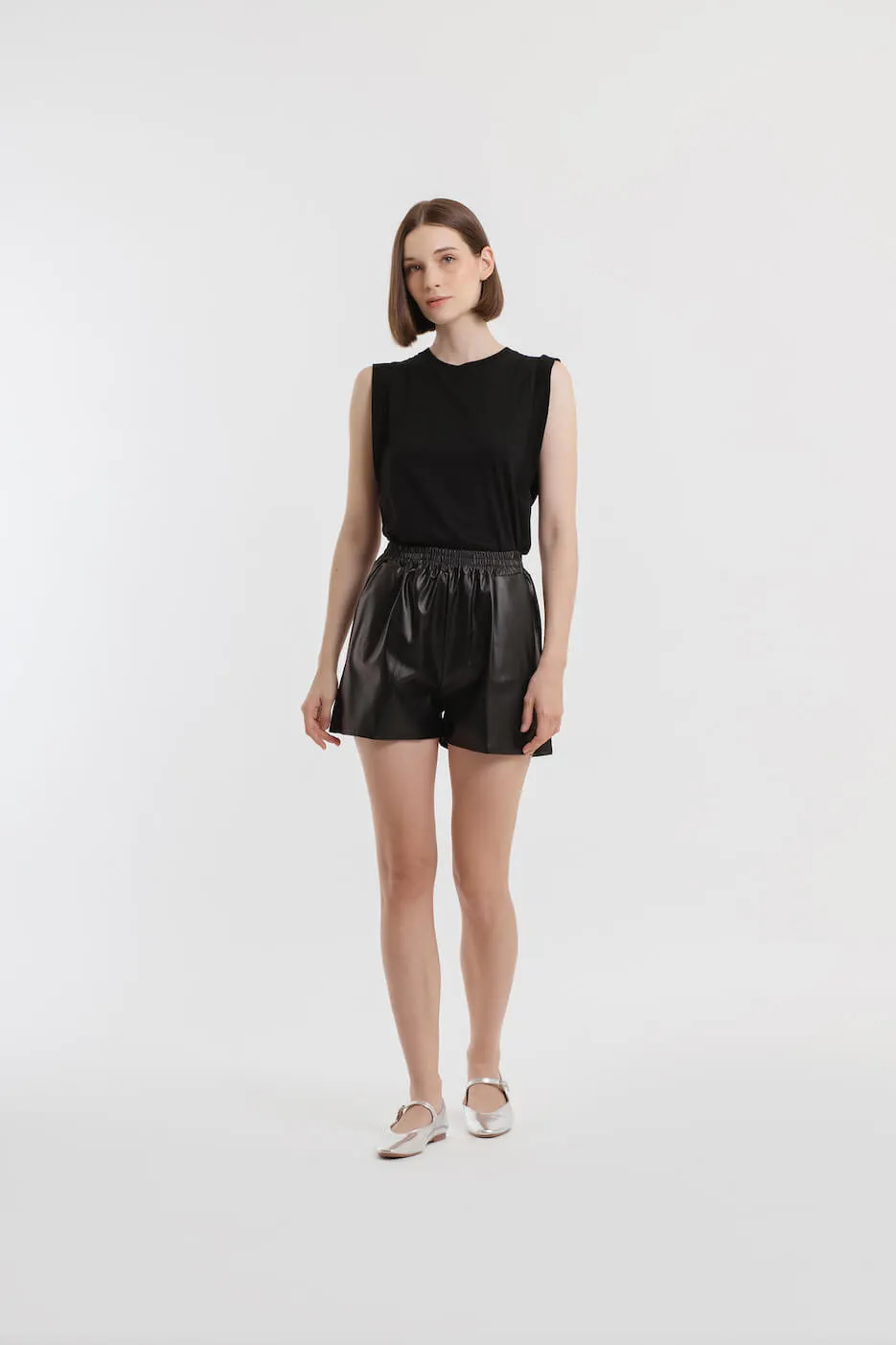 Black Leatherette Shorts