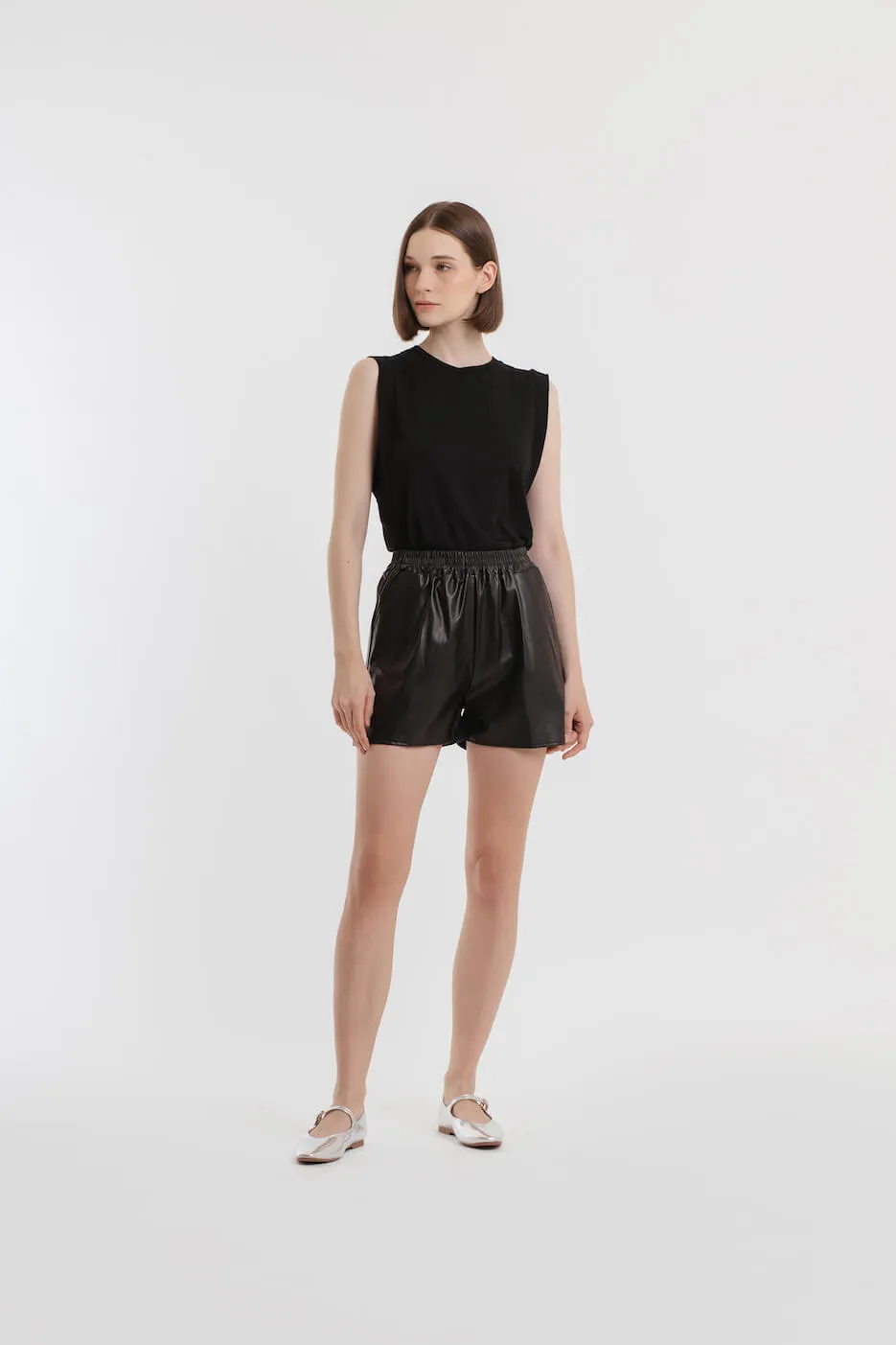 Black Leatherette Shorts