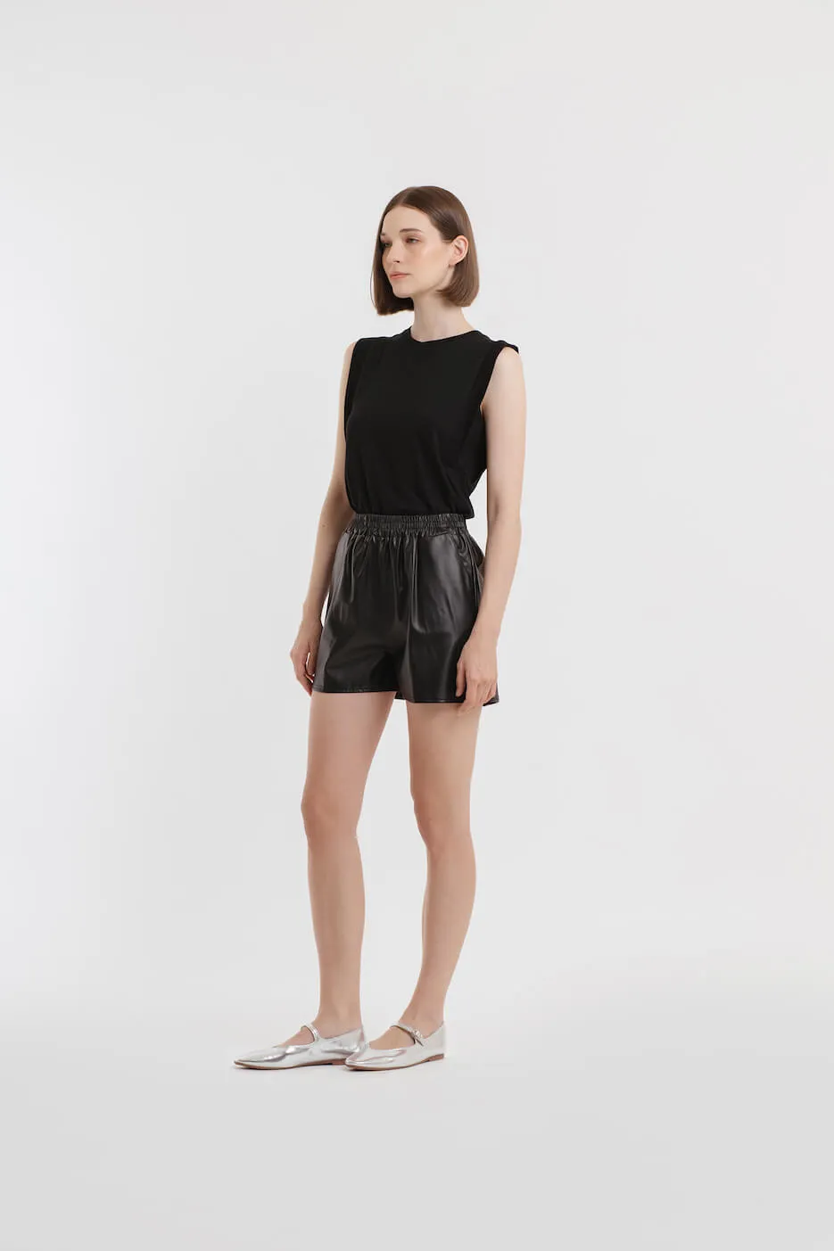 Black Leatherette Shorts