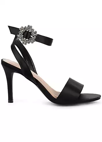 Black Ornate Buckle Heeled Sandals by Kaleidoscope | Kaleidoscope