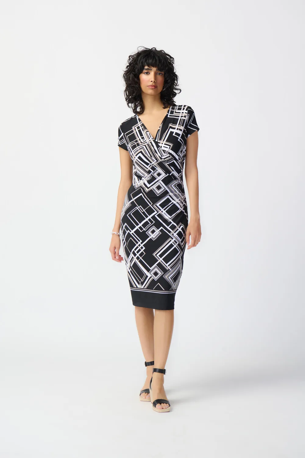 Bodycon Geometric Wrap Dress Style 241295