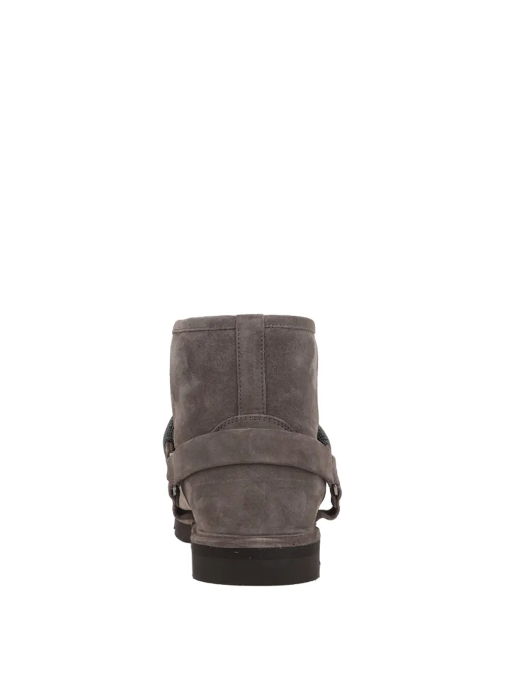 Brunello Cucinelli    Brunello Cucinelli Suede Ankle Boot With Shiny Strap