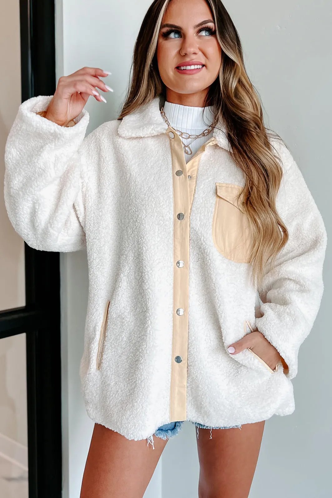 Bundled Up Sherpa Jacket (Cream)