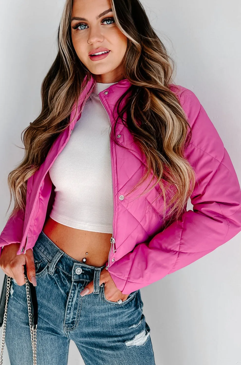 Candy Break Quilted Faux Leather Jacket (Pink)