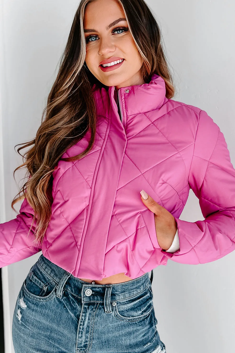 Candy Break Quilted Faux Leather Jacket (Pink)