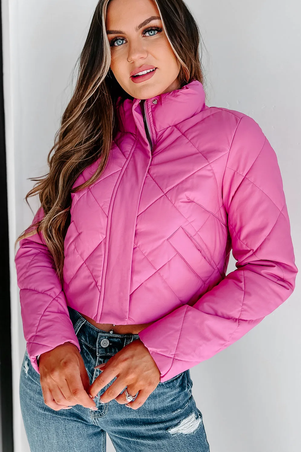 Candy Break Quilted Faux Leather Jacket (Pink)