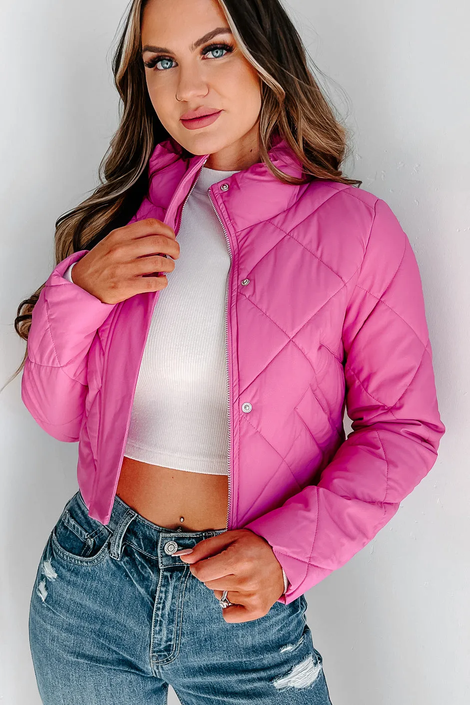 Candy Break Quilted Faux Leather Jacket (Pink)