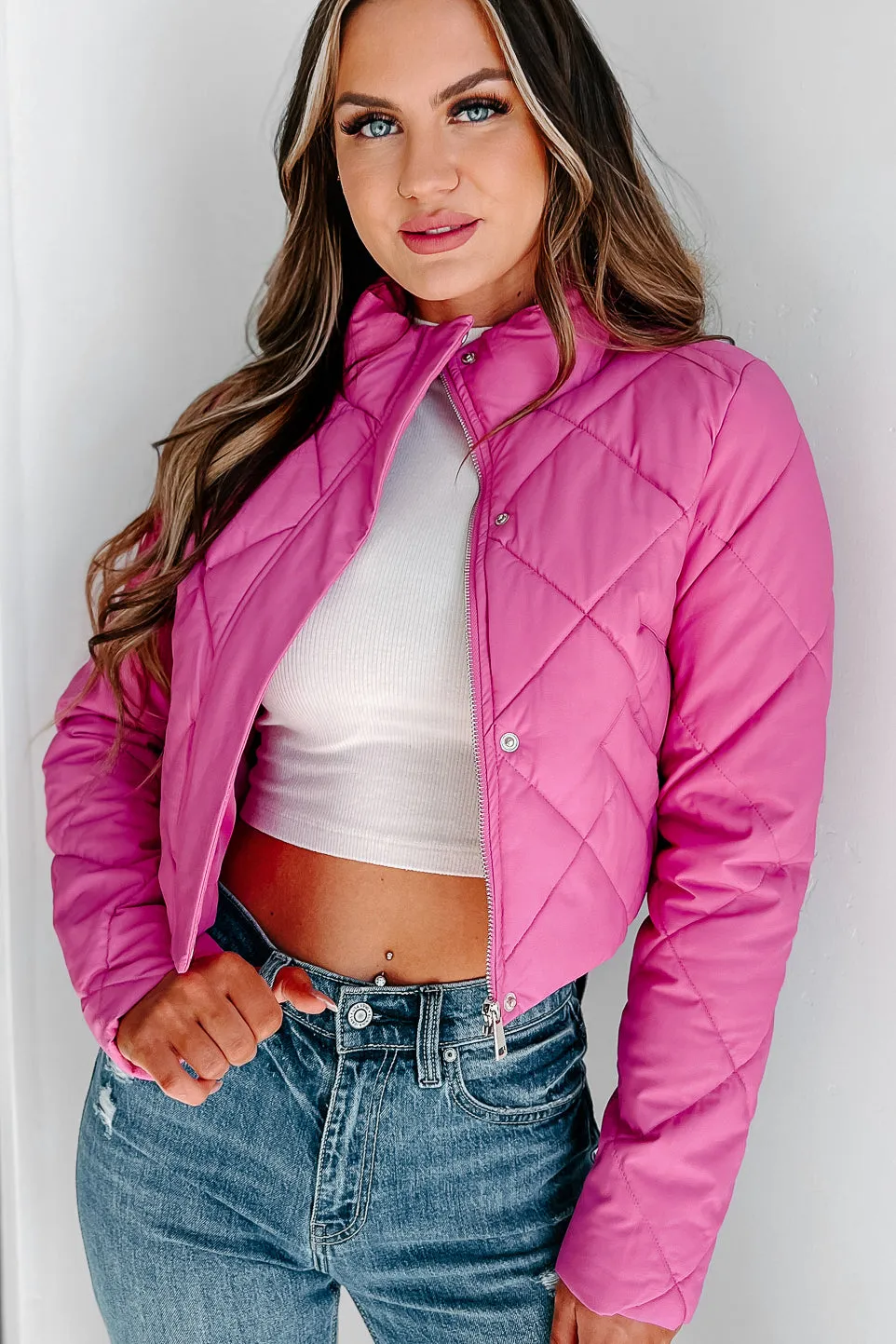 Candy Break Quilted Faux Leather Jacket (Pink)