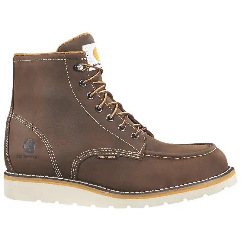 CARHARTT WATERPROOF 6 MOC TOE WEDGE BOOT 12W DARK BROWN OILED TANNED