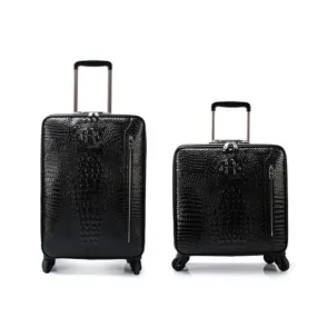 Carrylove 16 20 Cow Leather Crocodile Type Trolley Suitcase Hand Luggage Cabin Travel Box