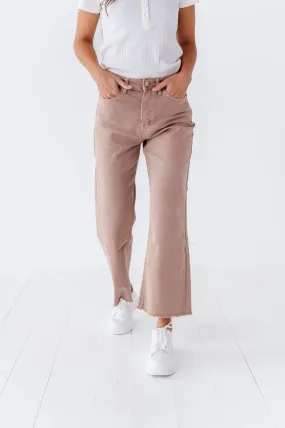 Chandler Wide Leg Jeans in Taupe