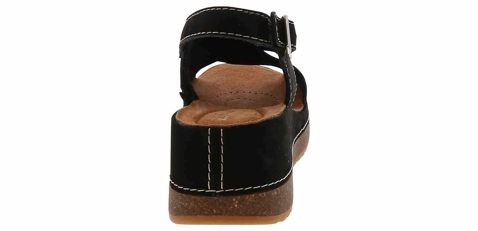 Clarks Kassanda Step Black Cross Women's Wedge Sandal