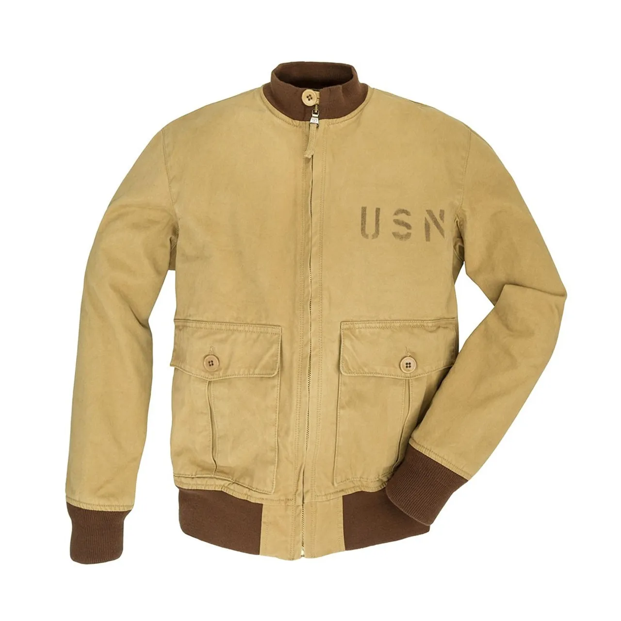 Cockpit USA USN 371-J-1 Aviator Jacket Khaki USA Made