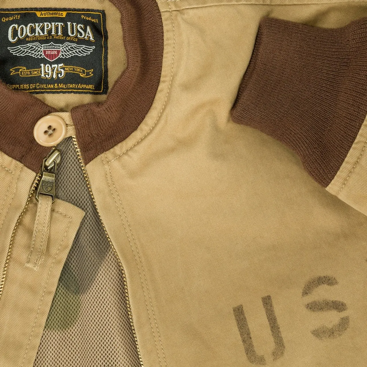 Cockpit USA USN 371-J-1 Aviator Jacket Khaki USA Made