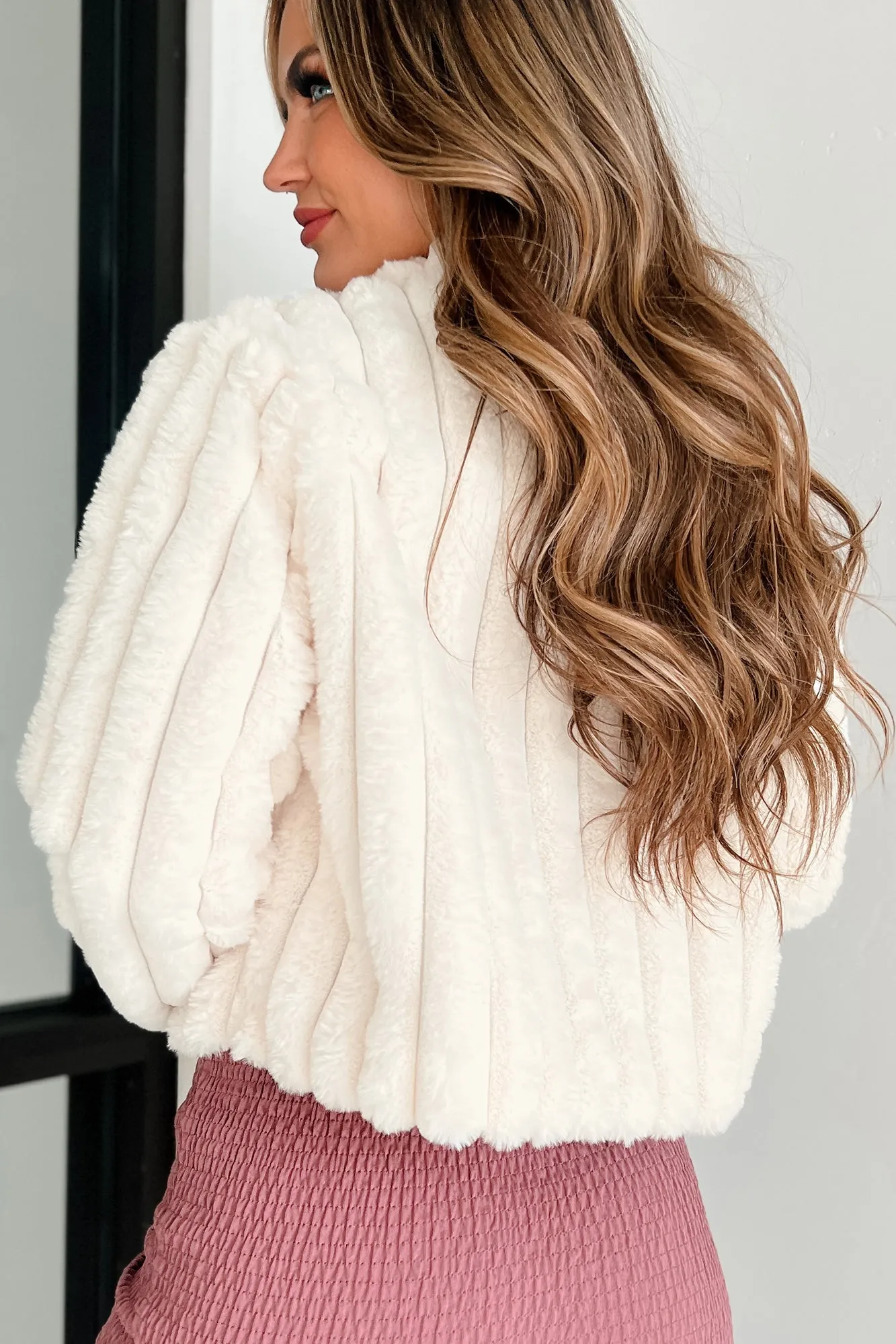 Cold Hands, Warm Hearts Faux Fur Crop Jacket (Cream)