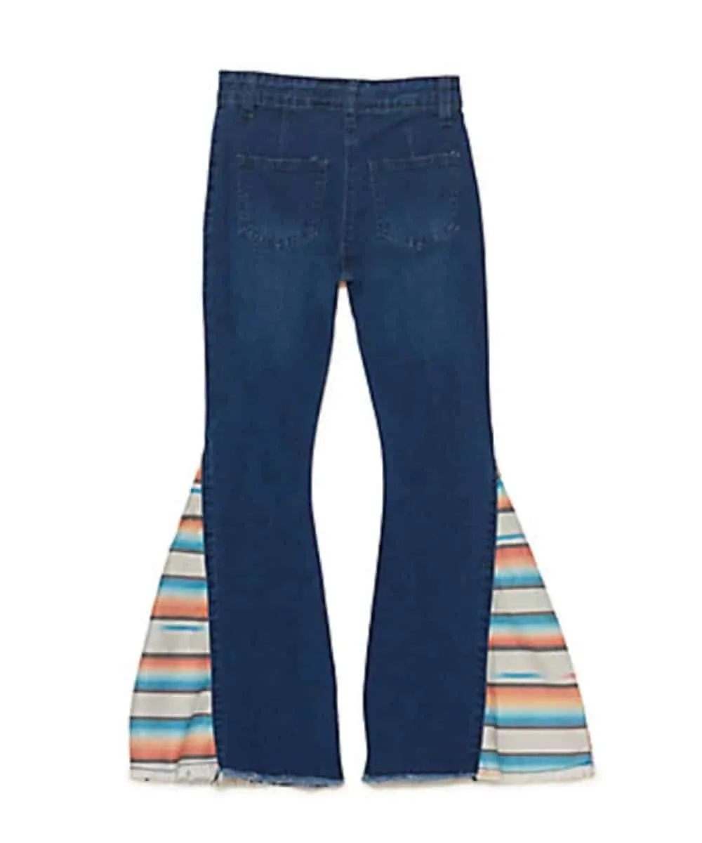 Cowgirl Hardware Girls' Serape Trim Bell Bottom Jeans