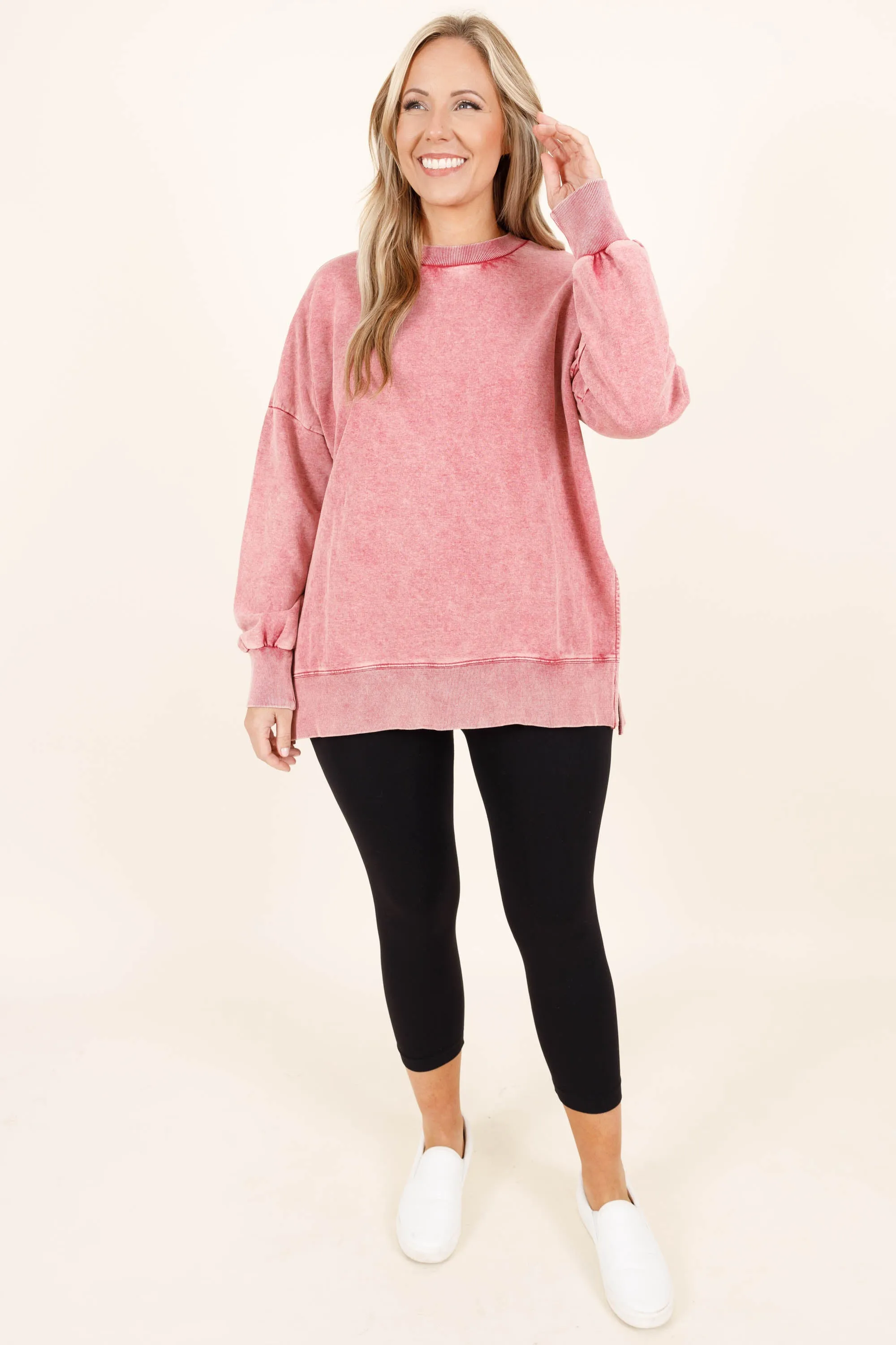 Cozy Crewneck Pullover, Wine