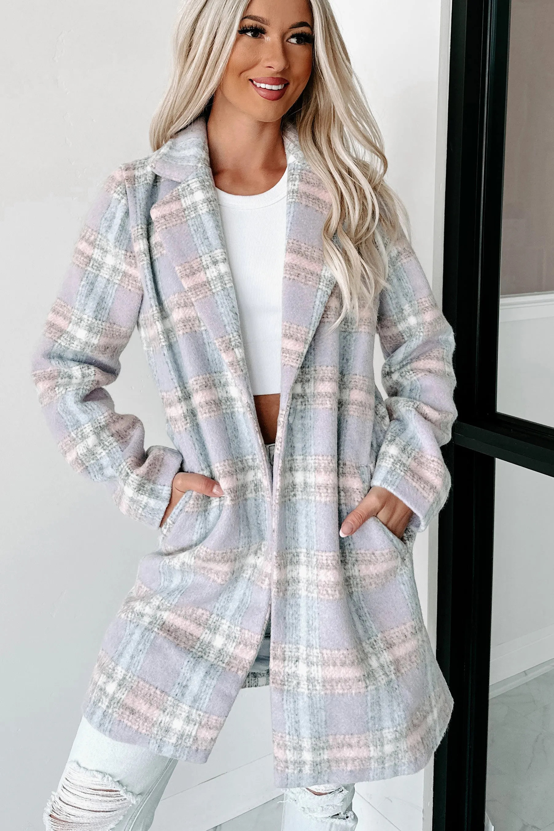 Cutest Quality Plaid Jacket (Blue/Pink/White)