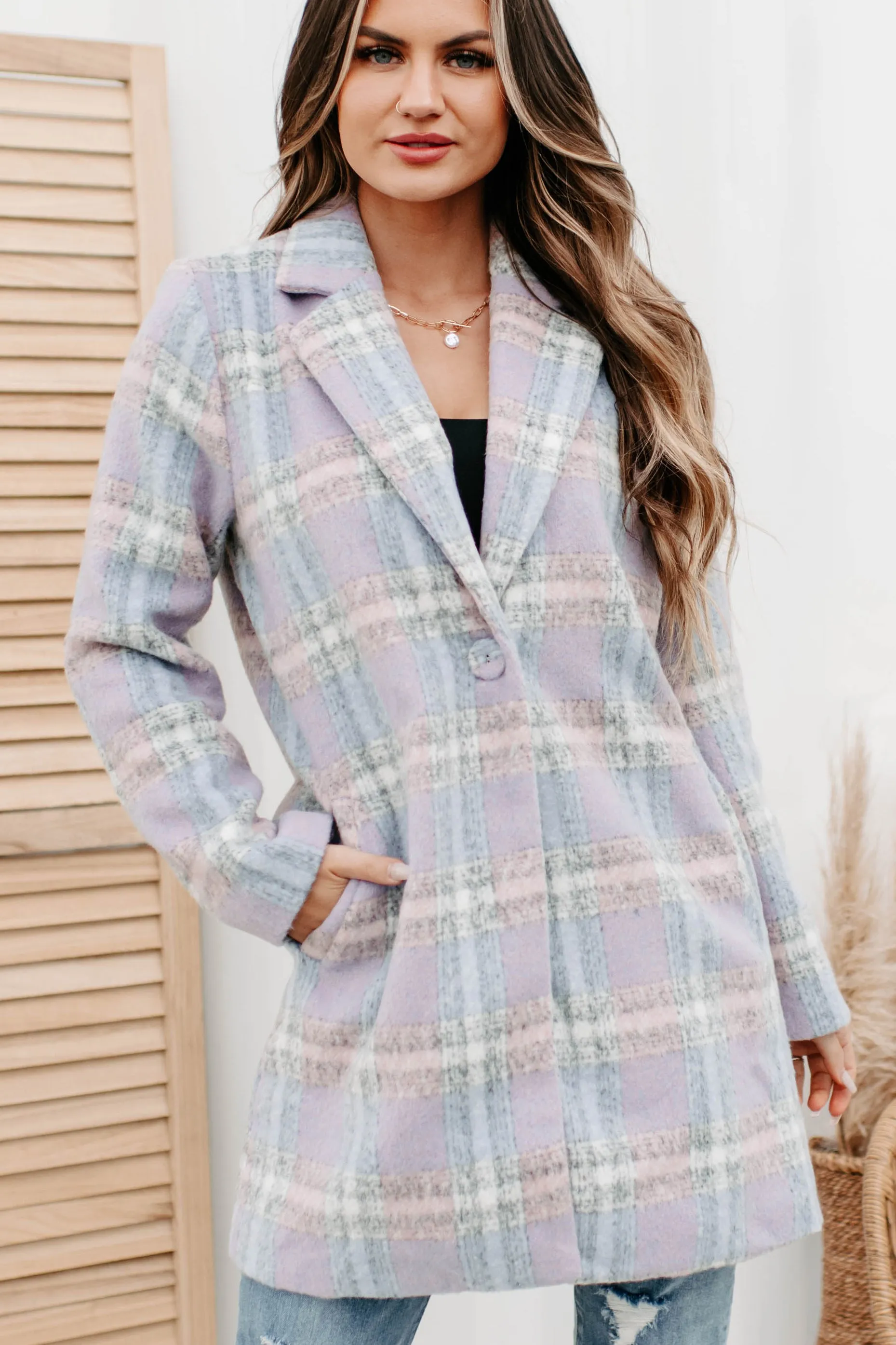 Cutest Quality Plaid Jacket (Blue/Pink/White)