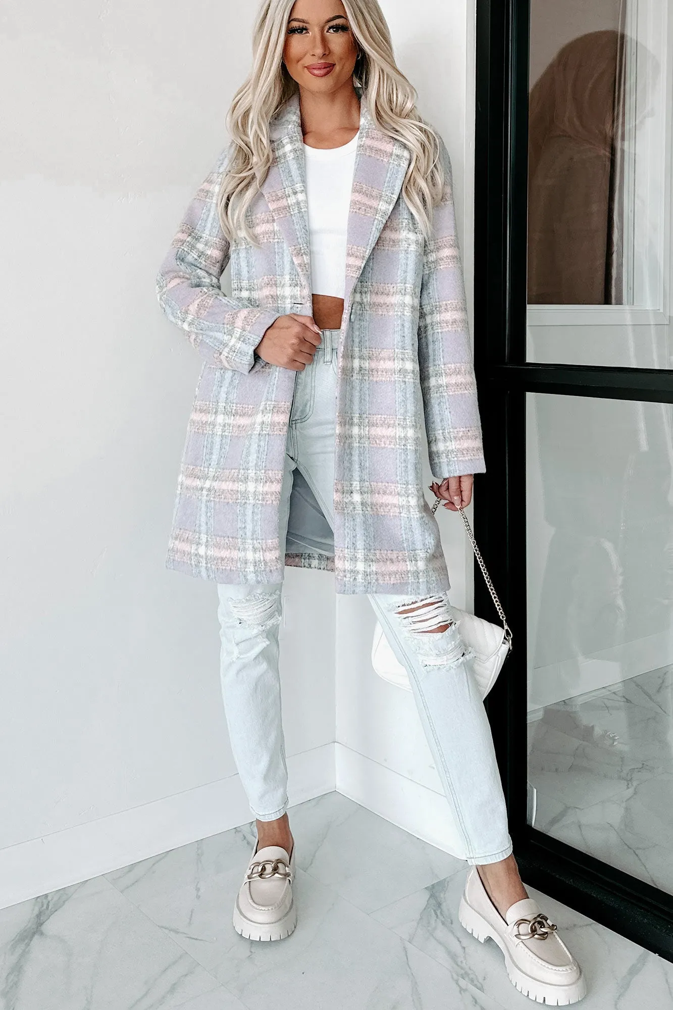 Cutest Quality Plaid Jacket (Blue/Pink/White)