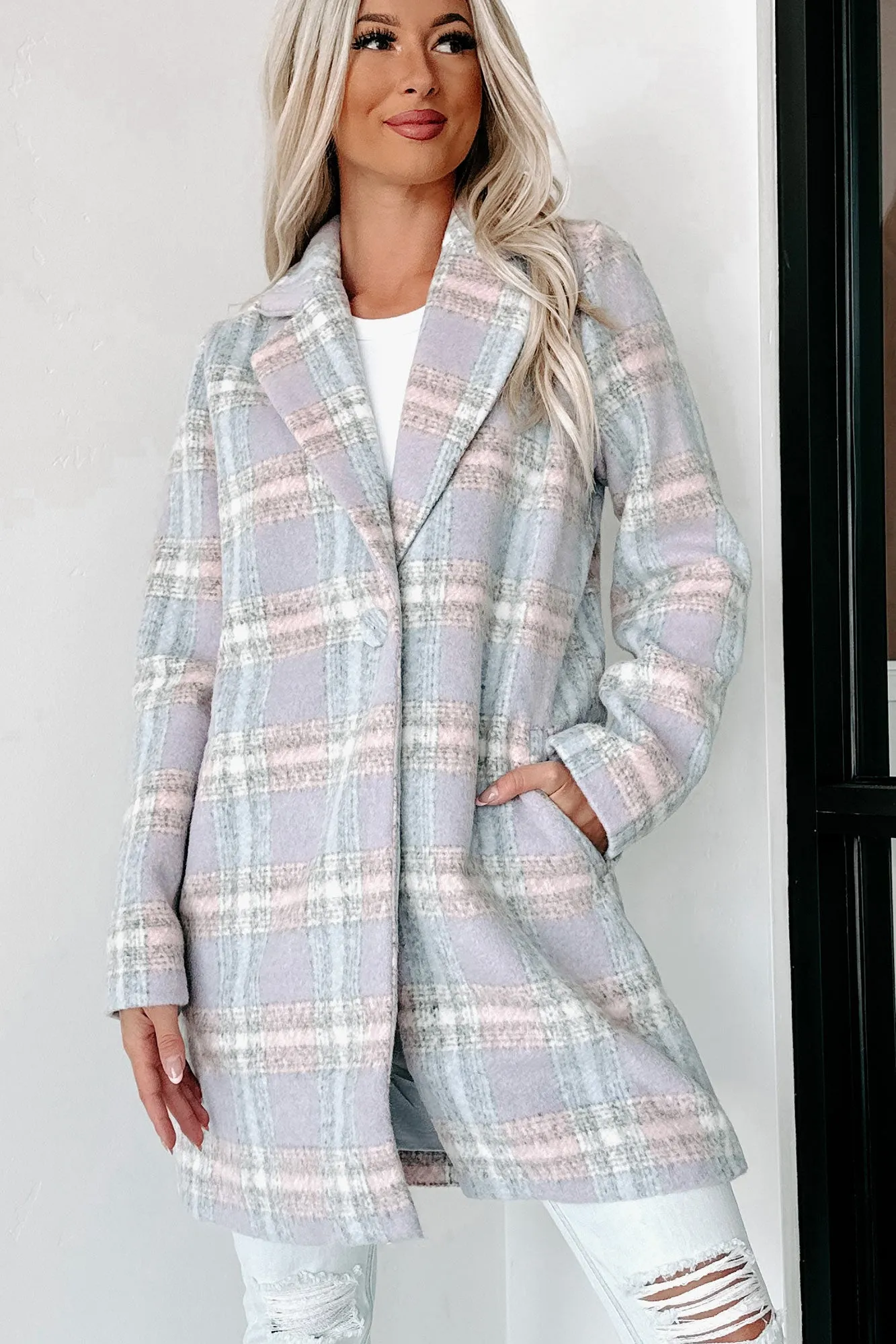 Cutest Quality Plaid Jacket (Blue/Pink/White)