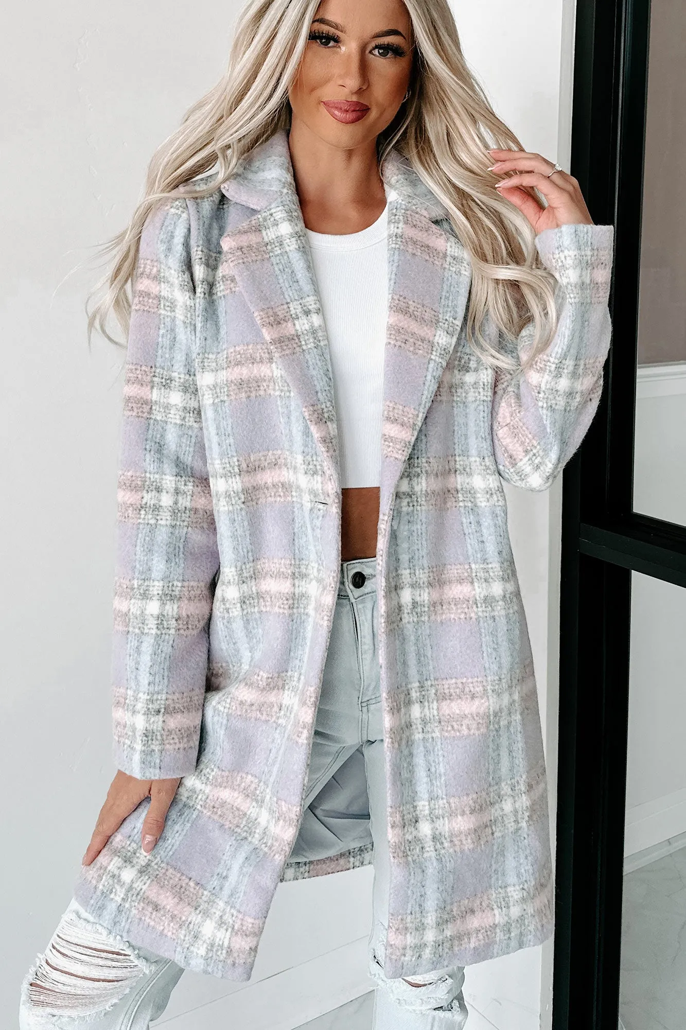 Cutest Quality Plaid Jacket (Blue/Pink/White)